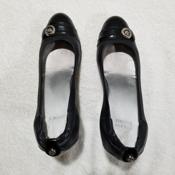 Stuart Weitzman leather with metal logo pump shoes - Picture 2 of 8